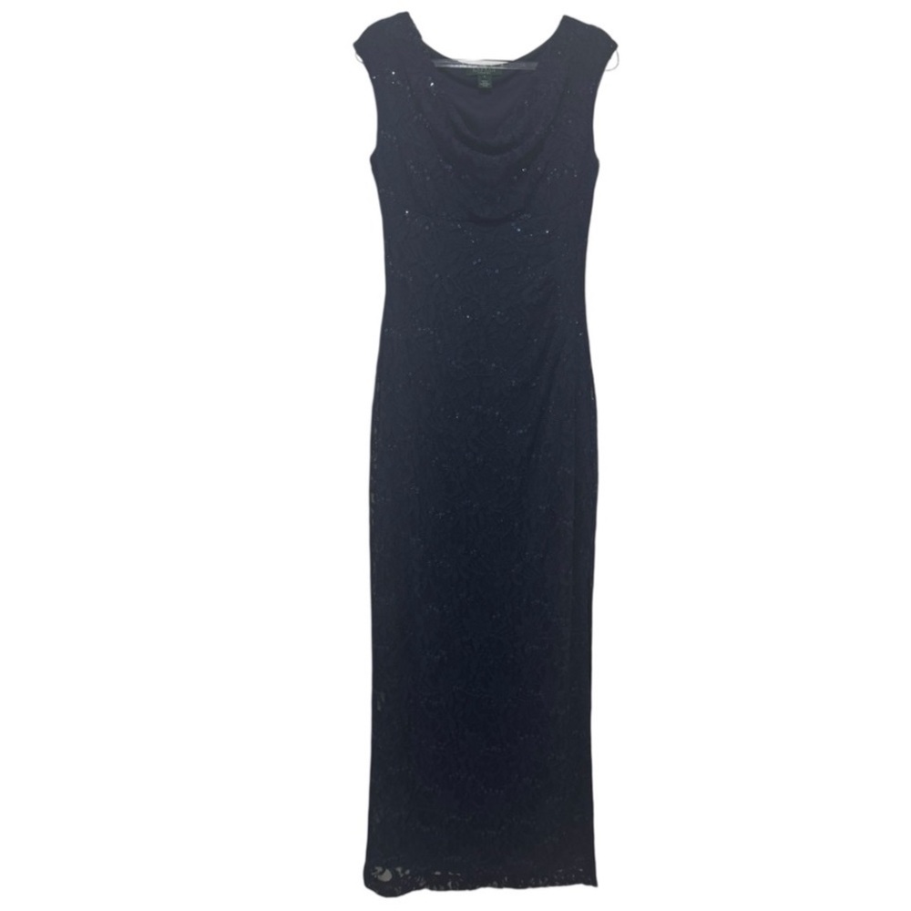 Lauren Ralph Evening Navy Sequin
Lace Gown, Size 8
